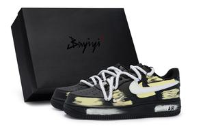 Nike Кроссовки Air Force 1 для скейтбординга унисекс низкие желто-черные, цвет Black Yellow