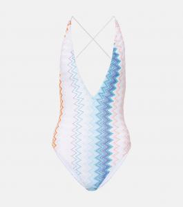 Купальник зигзаг Missoni, Multicolor Shaded Fuscia Blue