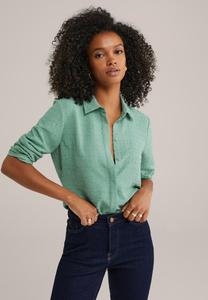Блуза WE Fashion Button-down blouse, Pastel Green/Metallic Green