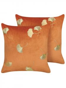 Beliani Комплект из 2 декоративных подушек TULIP оранжево-золотого цвета