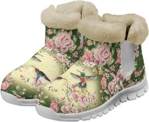 Женские зимние ботинки JoyLamoria Red Mushroom Moon с красным грибным узором, утепленные, с меховой подкладкой, на липучке, легкие, до середины голени, для прогулок на открытом воздухе