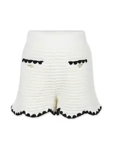 Шорты в технике кроше Self-Portrait Kids, белый