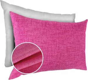 Декоративная подушка 30х50 см, чехол с наполнителем, чехол на молнии, однотонный, имитация льна, фуксия