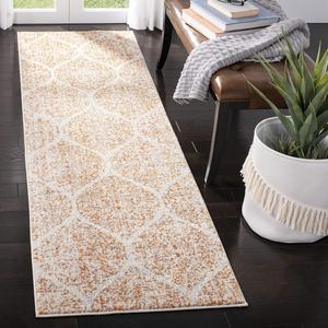 Ковер-дорожка SAFAVIEH, 69 x 427 см, Madison Collection CreamOrange MAD604H Glam Ogee Trellis Distressed Non-Shedding для прихожей, гостиной, кухни