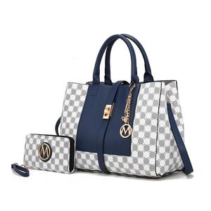 Юлиана круглая сумка-мешок с принтом и кошельком - 2 предмета MKF, темно-синий