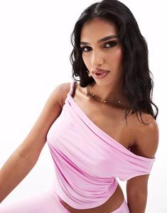 Облегающий топ с открытыми плечами розового цвета Asos Design