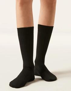 Носки Calzedonia Ribbed длиной до середины голени черного цвета