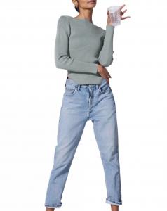 Domo свитер с ребристым вискозно-креповым верхом в цвете Fog Geel, Fog