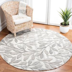 SAFAVIEH, 183 x 183 см, Круглый ковер ручной работы South Hampton Collection Beige SHA302B из шерсти с ботаническим узором