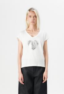 Футболка ONLY ONLAMBER LIFE FOIL PRINT, Cloud Dancer/Silver Coloured/Off-White