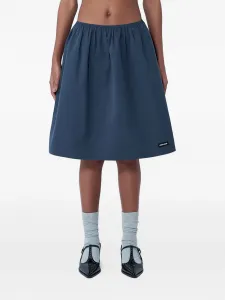 Миди-юбка А-силуэта на резинке Miu Miu, серый