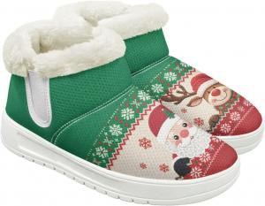 Женские зимние ботинки для снега, удобные для ходьбы, походов, тенниса, с меховой отделкой, средней высоты, теплые Hechitok, Christmas Santa