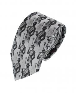 Большой и высокий шелковый галстук-бабочка Ambrose Dapper Night с оригинальным дизайном TRAFALGAR, Silver and black