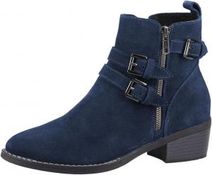 Женские ботильоны FYS с закругленным носком, ремешками, массивным низким каблуком, на молнии, повседневные ковбойские ботинки, размер 4-16 US, Blue