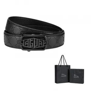 JAGUAR Мужской кожаный ремень из коровьей кожи черный шириной 3.4 см, Black