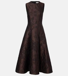 Вышитое расклешенное платье миди Emilia Wickstead, Brown