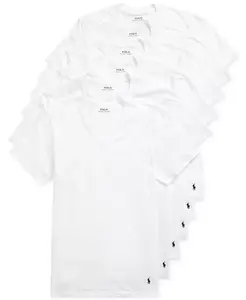 Мужские классические майки с V-образным вырезом, набор 5+1 в подарок Polo Ralph Lauren, белый