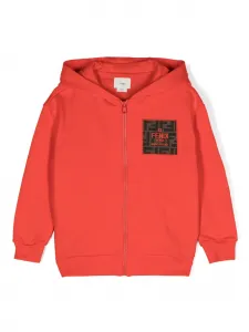 Худи на молнии с нашивкой-логотипом FENDI KIDS, красный