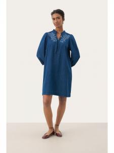 Платье TashaPW, прямого кроя, джинсовая ткань средне-синего цвета с вышивкой PART TWO