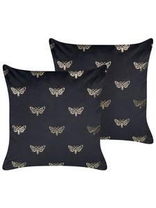 Beliani Комплект из 2 декоративных подушек YUZURI в черно-золотом цвете