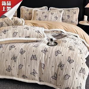 LUOLAI HOME Комплект постельного белья, 180 см, 4 предмета, кофейный, Butterfly Dance