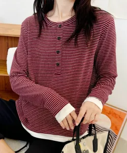 Футболка с длинными рукавами в полоску с воротником-стойкой Aimoha - Select -, цвет Wine