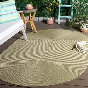 Ковер SAFAVIEH, 153 x 244 см, Washable Rug Braided Collection - Oval, Light Green & Sage, ручной работы, для помещений и улицы, устойчивый к погодным условиям, идеально для патио, гостиной, прихожей, столовой (BRA260W)