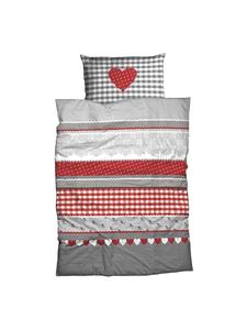 Постельное белье в форме сердца серебристого и красного цветов Traumschlaf, 135 x 200 + 80 x 80 см