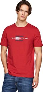 Мужские хлопковые футболки Tommy Hilfiger с коротким рукавом и вышитым логотипом-флажком. Доступны также размеры для больших и высоких размеров., Dark Magma