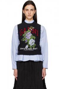 Ganni Шерстяной жилет серого цвета