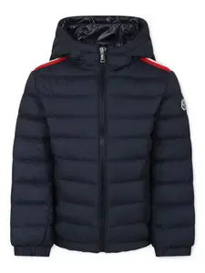 Пуховик с нашивкой-логотипом Moncler Enfant, синий