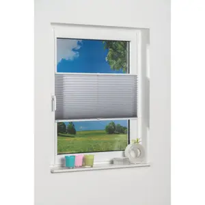 Жалюзи-плиссе K-HOME «Klemmfix Pisa», светозащита, без сверления, натянутый, мятый вид, цвет silbergrau