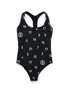 MM6 Maison Margiela Kids купальник с принтом, черный