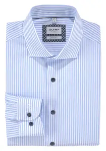 Деловая рубашка OLYMP "Level Five Body Fit", планка с итальянскими пуговицами, синий