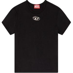Футболка хлопковая с логотипом DIESEL, черная