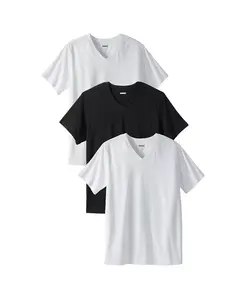 Большие и высокие хлопковые майки с V-образным вырезом, 3 шт KingSize, белый