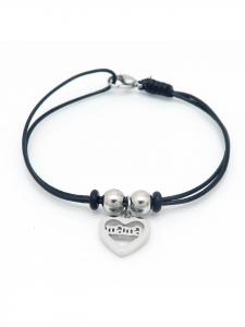 Bungsa Текстильный браслет серебристого и черного цвета