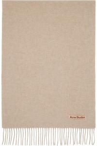 Acne Studios Узкий бежевый шерстяной шарф с бахромой