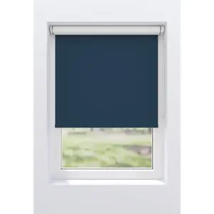Мой домашний рулон Ina затемняющий, теплоизоляционный, энергосберегающий, с сверлением/без сверления, свободно висящий, белая обратная сторона, крепление на зажимы или на винты My Home, Dunkelblau/dunkelblau + weiß