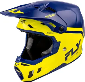 Гоночный шлем Fly Racing Adult Formula CC Objective, одобренный DOT/FMVSS 218 (черно-белый, размер XS)., Navy/Yellow