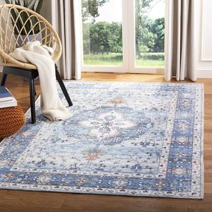 Ковер ручной работы SAFAVIEH, 153 x 244 см,  Saffron Collection Blue/Ivory SFN203M в стиле бохо-шик с эффектом потертости из синели