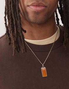 Ожерелье с подвеской из коричневой смолы в золоте Faded Future