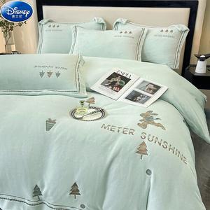 Disney Комплект постельного белья 1,5-спальный, 4 предмета, простыня на резинке, пододеяльник 200x230 см, сине-зеленый с рисунком