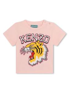 Kenzo Kids футболка с принтом Tiger Head, розовый