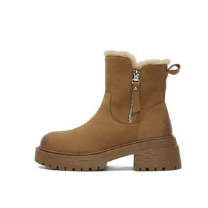 Зимние ботинки женские PT'SON, Brown Matte Cow Leather-Thick Fleece-Lined