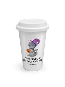 Кружка кофе от похмелья с собой с белой надписью Mr. & Mrs. Panda