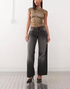 Джинсы Motel с низкой посадкой, параллельные, серого цвета, б/у, отбеливатель