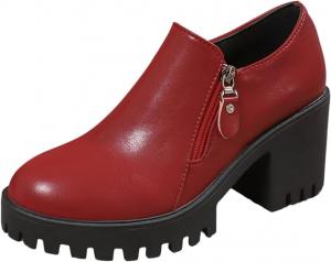 Женские массивные туфли на высоком каблуке с платформой, готические панк-бутильоны, рабочие ботинки для женщин Generic, Red