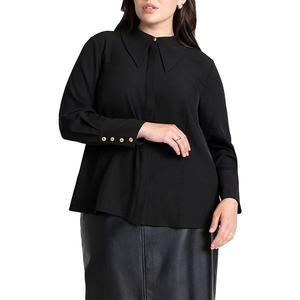 Женская рубашка с заостренным воротником и пуговицами plus size Eloquii, Totally Black