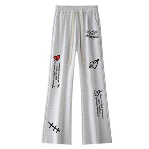 Повседневные брюки Unisex Moderate Wide Leg HUANQIU, белый серый